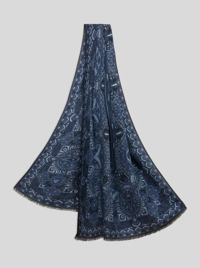 Etro Schal Mit Tuch-muster In Navyblau