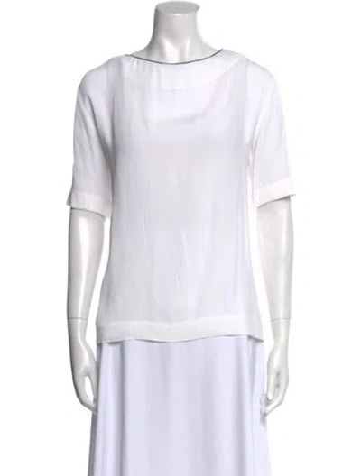 Pre-owned Etro Scoop Neck Short Sleeve T-shirt In White