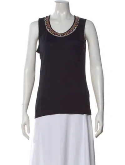 Pre-owned Etro Scoop Neck Sleeveless Top In Black