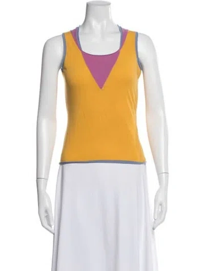 Pre-owned Etro Scoop Neck Sleeveless Top In Yellow