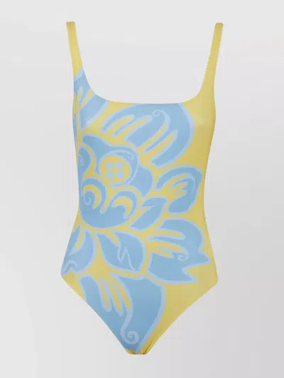 Etro Scoop Neckline High-cut Leg Floral Pattern Adjustable Straps In Multi