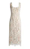 Etro Scoop-neck Lace Midi Dress In Green