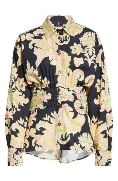 ETRO SCROLL PRINT SHAPED WAIST POPLIN SHIRT