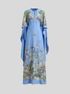 Etro Light Blue Printed Crêpe De Chine Maxi Dress In Hellblau