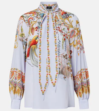 Etro Semi-sheer Jacquard Blouse In Blue