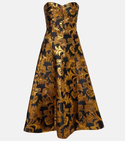 ETRO SEMI-SHEER STRAPLESS LAMÉ MAXI DRESS
