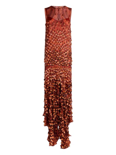 Etro Sequin-embellished Sleeveless Dress In Red