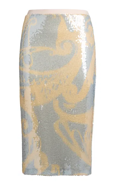 Etro Sequined Knee-length Skirt In Blue