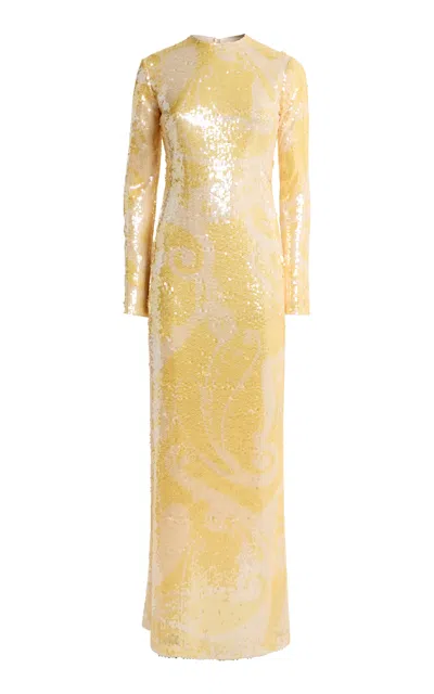 Etro Sequined Maxi Dress In Yellow