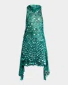 Etro Sequined Silk Mini Dress In Green
