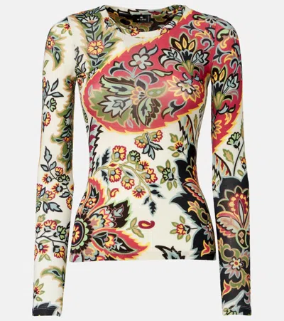 Etro Serafino Printed Wool-blend T-shirt In Multicolor