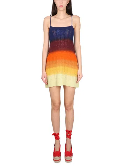Etro Shaded Wool Mini Dress In Multi