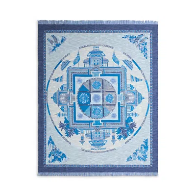 Etro Shanto Cotton Jacquard Throw, 55 X 71 In Blue
