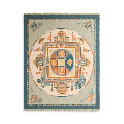 Etro Shanto Cotton Jacquard Throw, 55 X 71 In Green