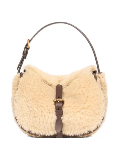 Etro Shearling-embellished Cross Body Bag In Neutral