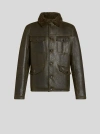 Etro Shearling-collar Leather Jacket In Green