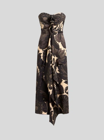 Etro , Etuikleid Mit Maxi-blumendruck, Damen, Schwarz, Grösse 44 In Black