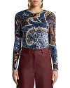 Etro Multicolor Long Sleeve Top With Paisley Motif In Multi-color
