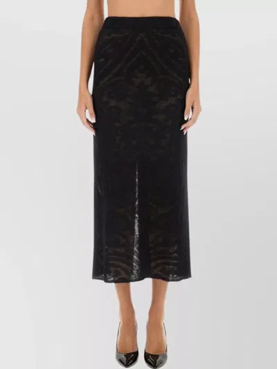 Etro Sheer Fabric Knit Skirt With Side Slit In Black