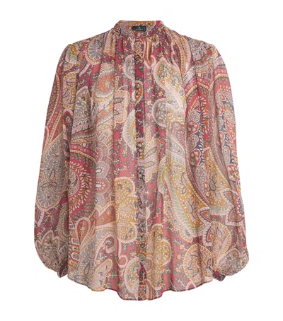 Etro Sheer Silk Paisley Blouse In Multi