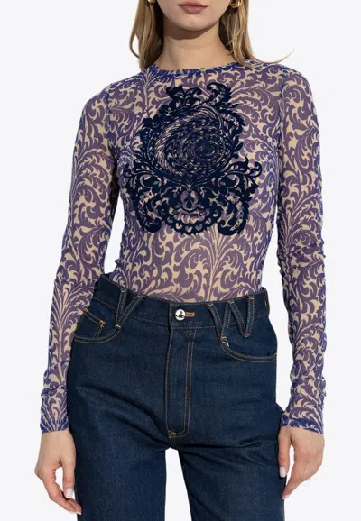 Etro Shell Print Tulle Top