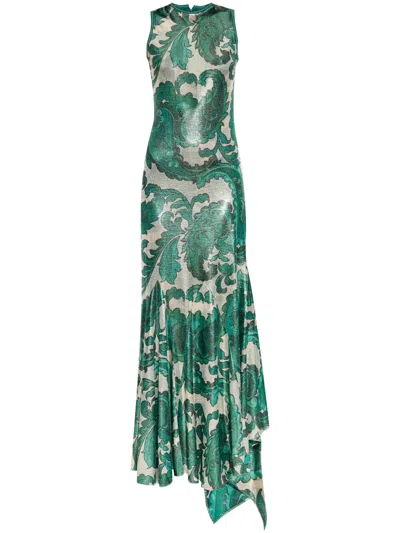 ETRO SHIMMERING-FINISH MAXI DRESS
