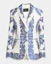 Etro Shiny Engineer Jaquard Blazer In Multicolour White Ba