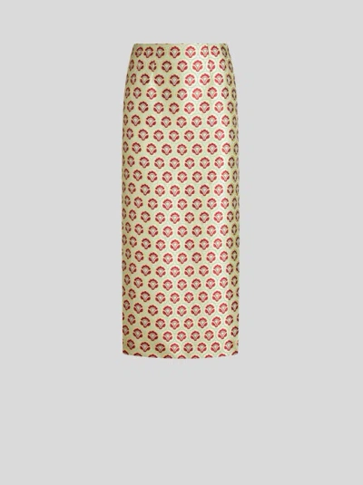 ETRO SHINY JACQUARD PENCIL SKIRT