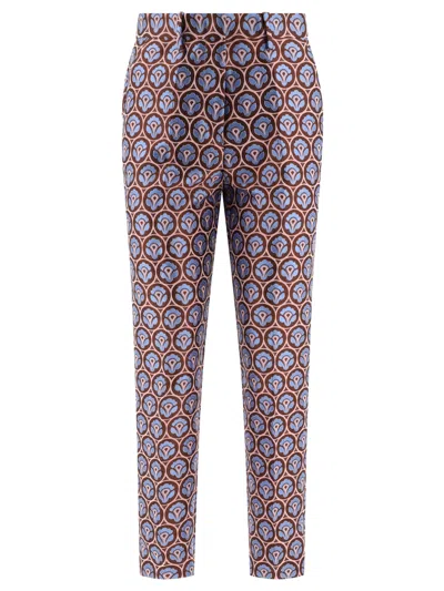 Etro Straight Jacquard High-waisted Trousers In Blue