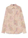 Etro Neutral Romantic Foliage Cotton Poplin Button-front Blouse