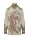 Etro Multicolor Shirt With Classic Collar And All-over Paisley Print In Cotton And Silk Woman