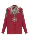 Etro Silk Shirt With Placed Print In Multi