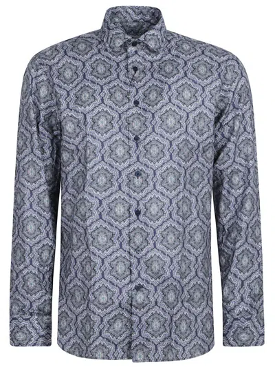 Etro Long Sleeve Roma Shirt In Blue