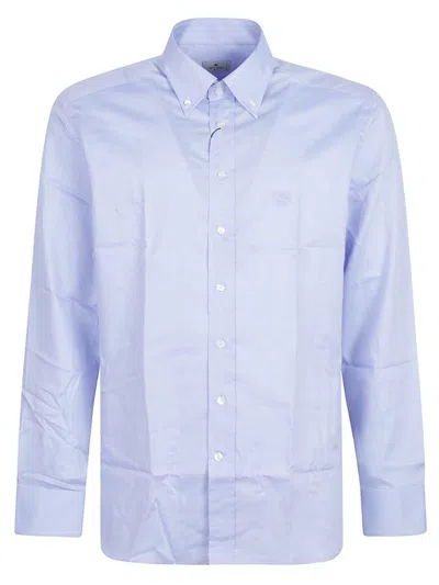 Etro Long Sleeve Roma Botton Down Logo Shirt In Blue