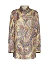 Etro Paisley Printed Button-up Shirt In Beige