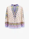 Etro Printed Cotton Blouse With Balloon Sleeves Women In Beige