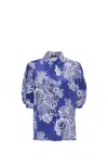 Etro Bandana Print Short-sleeved Shirt In Blue