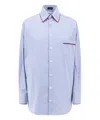 Etro Striped Cotton Poplin Shirt In Blue
