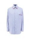 Etro Striped Cotton Poplin Shirt In Blue