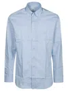 Etro Cotton Shirt With Hopsack Pattern In Blue