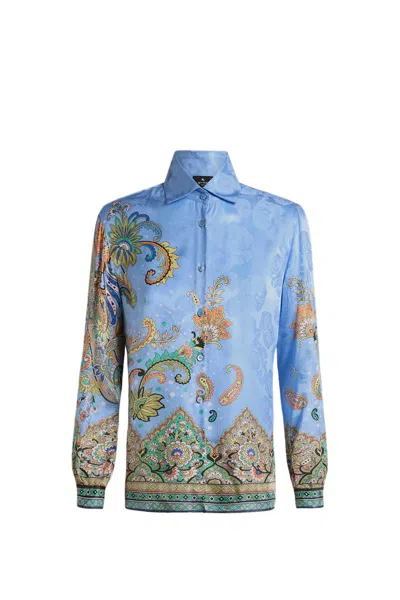 Etro Printed Shirt In Azure