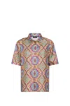 Etro Printed Silk Short Sleeve Bowling Shirt In Clear Blue