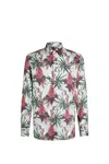 Etro Floral Print Cotton Poplin Shirt In Clear Blue