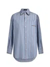 Etro Oversized Light Blue Jacquard Cotton Shirt In Clear Blue