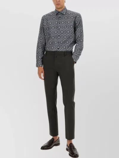 Etro Shirt Collar Printed Cuffed Sleeves In Blue