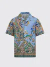 Etro Blue Cotton Bowling Shirt For Boys In Hellblau