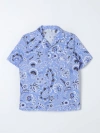 Etro Kids' Printed Cotton Poplin Shirt In Sky Blue
