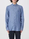 Etro , Linen Shirt With Pegaso, Man, Light Blue, Size 44 In Blue