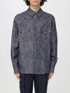 Etro Paisley Cotton & Linen Denim Overshirt In Blau