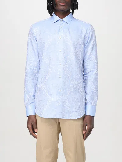 Etro Patterned-jacquard Shirt In Blue